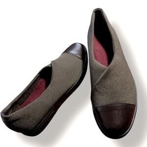 Munro Womens 8N Fabric Leather Loafer Comfort Shoes Casual Brown Stretch Slip On